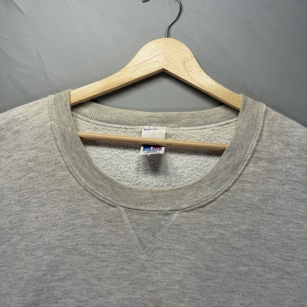 Vintage Russell Athletic Sweatshirt Mens 4XL Gray Crewneck Fleece Distressed 90s - Picture 3 of 9